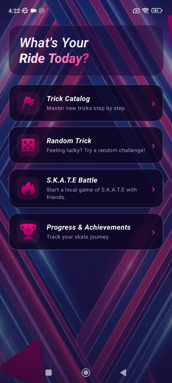 Trick catalog screen